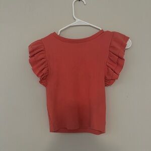 ZARA cropped ruffle top in coral